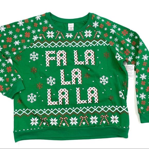 Fa La La Green Light Up Ugly Christmas Sweater - Picture 1 of 9